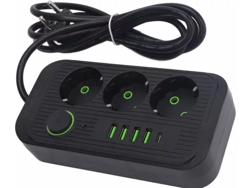 3 aljzatos tápcsatlakozó 3 aljzat 230v 2m 4x usb 1x ucb-c