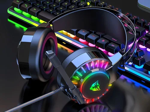 Gaming fejhallgató 7.1 rgb vezetékes fülhallgató mikrofonnal
