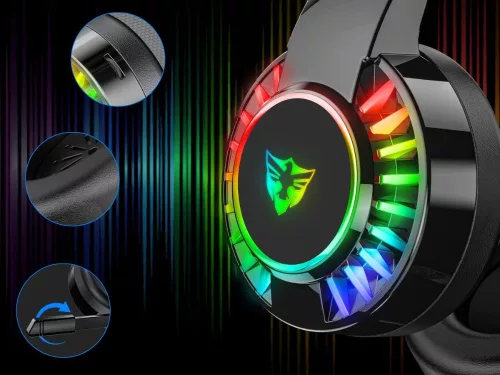 Gaming fejhallgató 7.1 rgb vezetékes fülhallgató mikrofonnal
