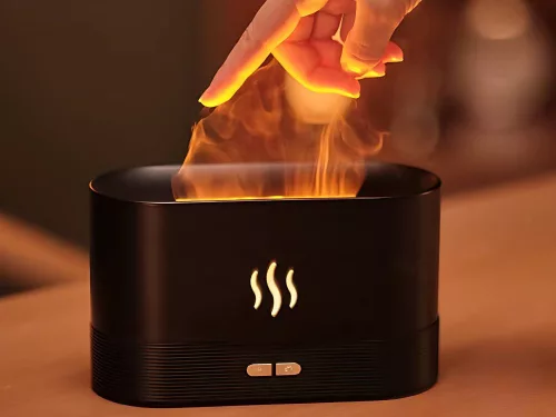 Levegő párásító usb diffúzor led rgb kandalló aroma köd tűz