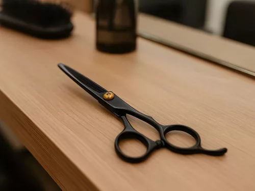 professzionális trimmelő fodrászolló, 17 cm, fekete