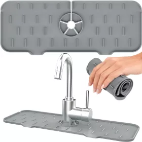   Burete de silicon pentru tava de scurgere a chiuvetei, protecție pentru robinet, antiderapant pentru bucătărie