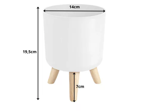 virágcserép lábakon álló, kerti, fehér 19,5 cm
