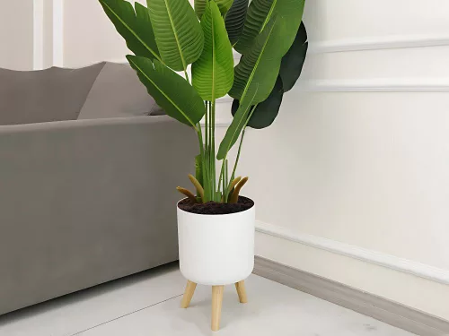 virágcserép lábakon álló, kerti, fehér 24 cm