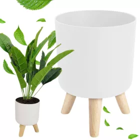 virágcserép lábakon álló, kerti, fehér 28 cm