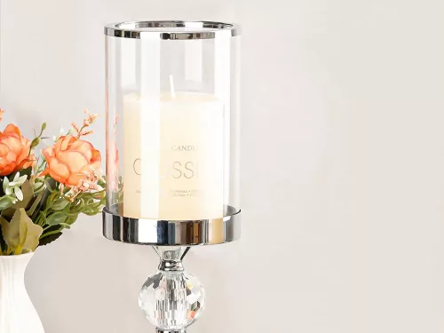 Gyertyatartók glamour fém kristály üveg készlet króm 3 db