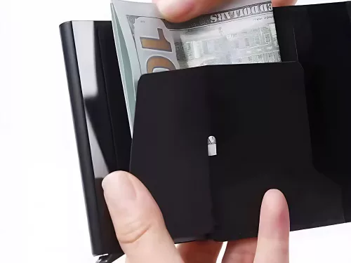 Férfi rfid lopásgátló pénztárca fekete kártyákhoz bankjegyekhez eco bőr