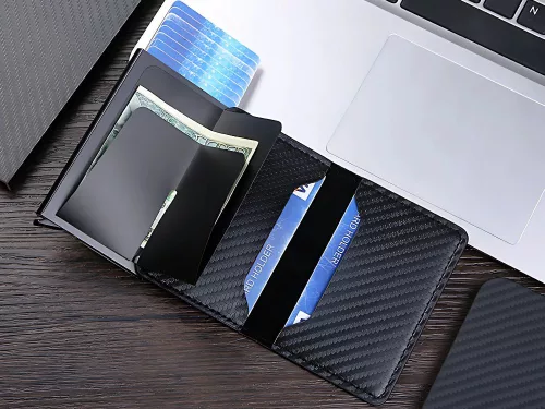 Férfi rfid lopásgátló pénztárca fekete kártyákhoz bankjegyekhez eco bőr