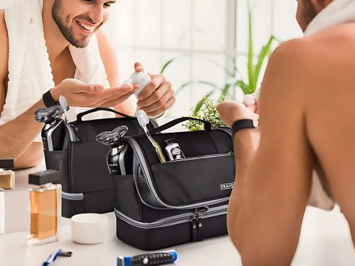 Utazási kozmetikai táska ogranizer horoggal nagy unisex vízálló fekete