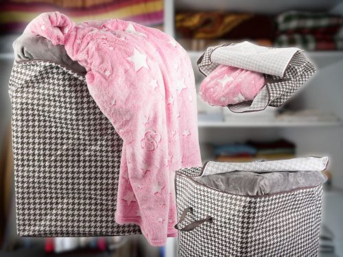 Szekrénytároló szövetből, lenvászon ruha összecsukható, 100 literes