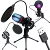 Stúdió mikrofon usb rgb állvány számítógépes stream játékhoz kardioid