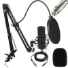 Stúdió mikrofon XLR kapacitív szett állványhoz pop-filter kardioid