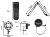Stúdió mikrofon XLR kapacitív szett állványhoz pop-filter kardioid