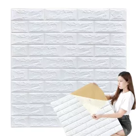   Falpanelek 3d tégla fehér tapéta öntapadós dekoratív hab 70X77cm fehér
