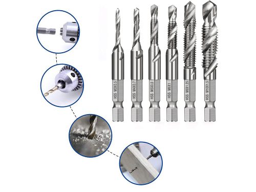 M3-10m hatszögletű menetfúró HSS menetfúró készlet 6 db
