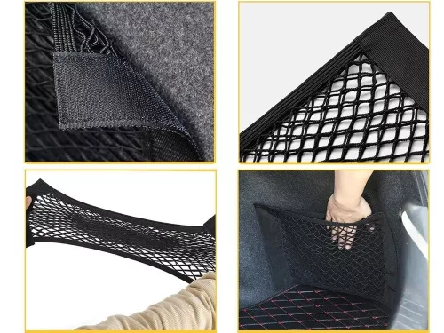 Autó csomagtartó háló stabil tépőzárral az autóüléshez stabil zseb 50x25cm