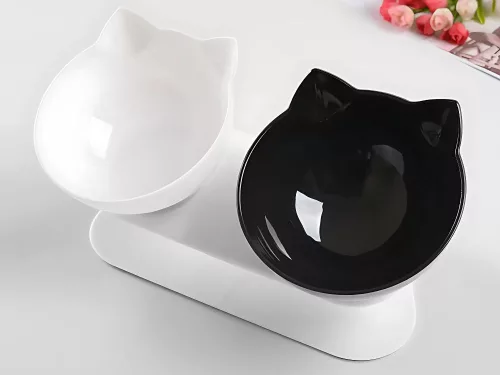 Dupla tál kutyának macskának műanyag tálak k 2x400ml
