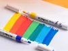 12 buc markere acrilice colorate pentru sticlă, plastic, metal, lemn + cutie