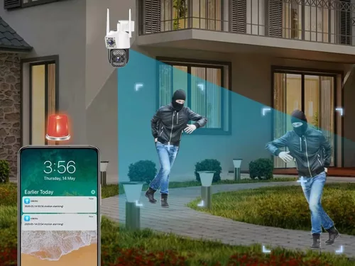 Két lencsés kamera, külső forgatható Wi-Fi, mozgásérzékelő, IP fehér