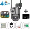 4G SIM kártyás Kültéri kamera V380 2x 4MPX PTZ zoom riasztó, max 128GB