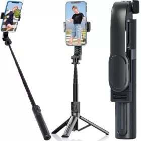  Selfie stick telefontartó tripod bluetooth távirányító 90 cm