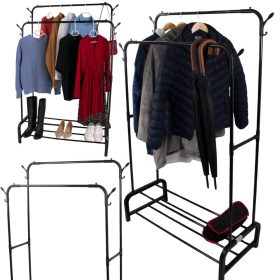   Álló ruhaakasztó polcokkal cipők és kabátok számára fém szekrény fekete