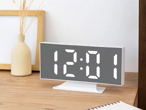 Elektronikus digitális led óra ébresztőóra hőmérő álló tükrök usb memória