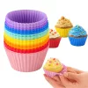 Silikon formák cupcakeshez, desszertekhez, muffinokhoz és sütőpapír tálcakhoz, 12 darab