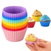 Silikon formák cupcakeshez, desszertekhez, muffinokhoz és sütőpapír tálcakhoz, 12 darab