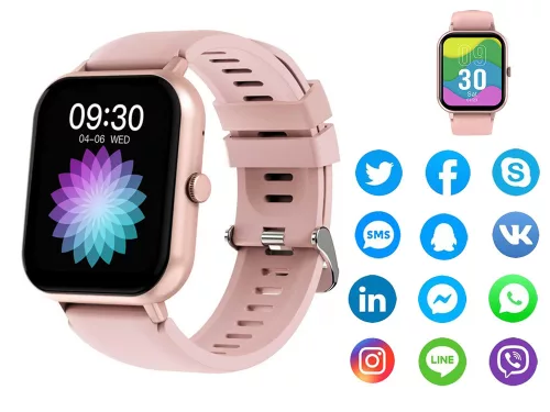 Okosóra női férfi gumiszíj sport Bluetooth hívások rózsaszín