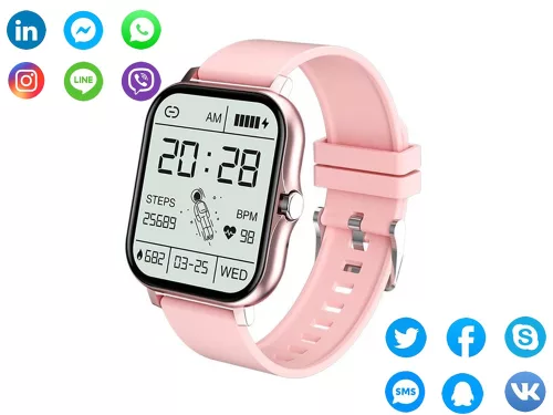 Okosóra női férfi gumiszíj sport Bluetooth hívások rózsaszín