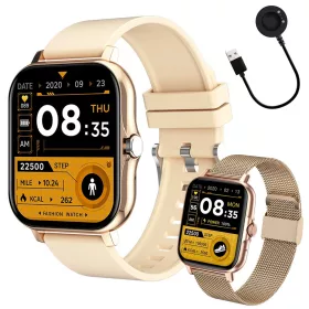   Okosóra női férfi gumiszíj sport Bluetooth hívások arany
