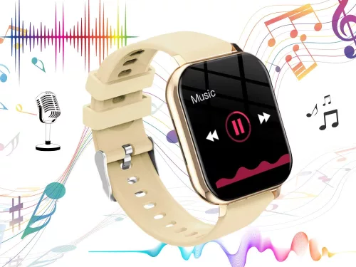 Okosóra női férfi gumiszíj sport Bluetooth hívások arany