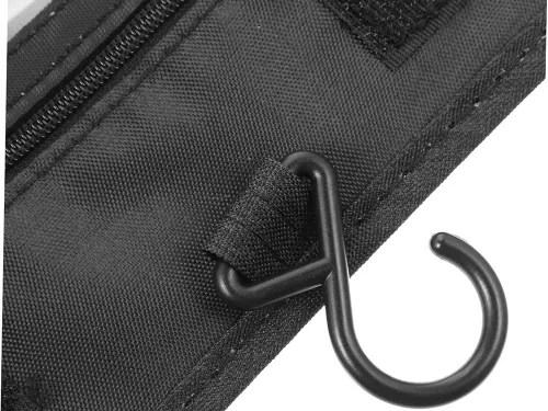 Utazó kozmetikai táska, akasztható fürdőszoba-szervező, zár, kampó, fogantyú fekete