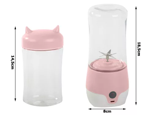 Hordozható usb végzetlen smoothie blender csésze koktél tároló rózsaszín