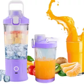   Hordozható USB-s, vezeték nélküli smoothie-keverő, jégdaráló, lila
