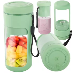   Hordozható USB-smoothie-keverő, vezeték nélküli jégaprító, pánttal zöld