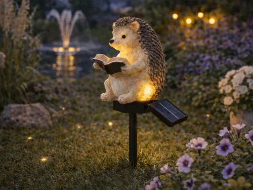 NAPELEMES LED-LÁMPA ALKONYATÉRZÉKELŐVEL KERTI SÖTÉTEDÉS ÉS HEDGEHOG DÍSZÍTŐ HEDGEHOG