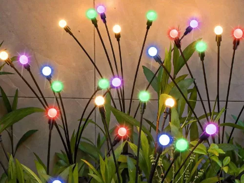 SOLAR KERT LÁMPÁK GYÖNGYÖK 2 DARAB 6 RGB LED LÁMPÁVAL HOSSZ 70 CM
