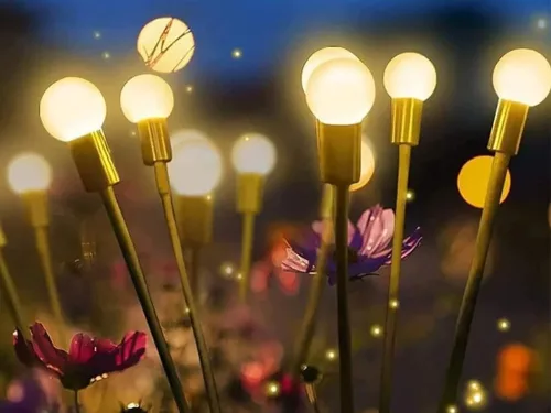 SOLAR KERT LÁMPÁK GYÖNGYÖK 2 DB, MINDEN EGYIK 6 LED LÁMPÁVAL, 70 CM HOSSZÚ