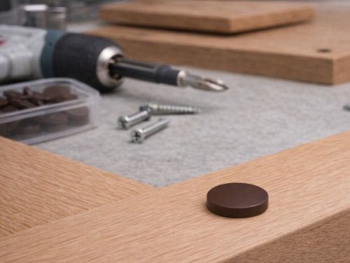 Barna csavarburkolatok, 100 db bútorcsapkapcsolókhoz való fedőkapcsolók