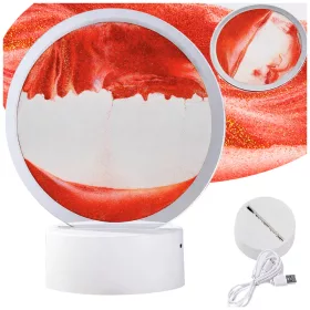   3d homok lámpa mozgó dinamikus homok dekoratív asztali usb led rgb piros