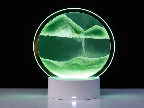 3d homok lámpa mozgó dinamikus homok dekoratív asztali usb led rgb zöld