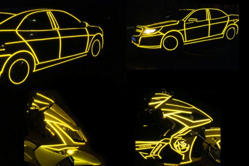 Fényvisszatérő szalag visszatérő kerékpár motoros autó önrakódó matrica 8 m sárga