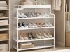 5 szintes cipőállvány fém szekrény szervező polccal fehér