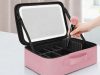 Kozmetikai táska utazási táska szervező doboz led tükrök, rózsaszín