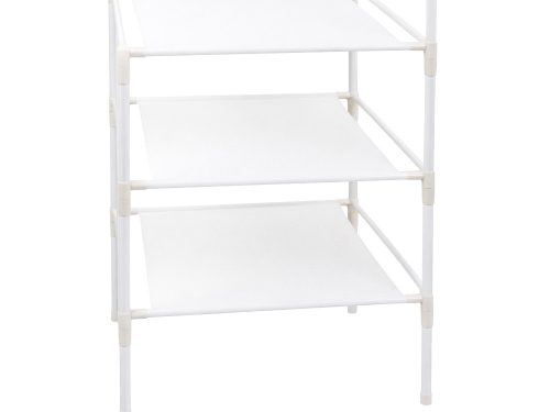 Sarokruhaakasztó cipőpolcokkal fém szekrény fehér