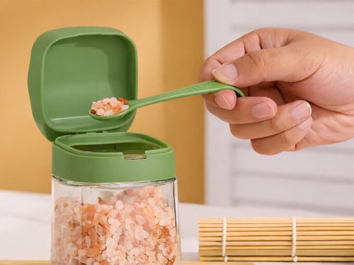 300 ml-es üveg fűszertartó fogantyúval + kanál