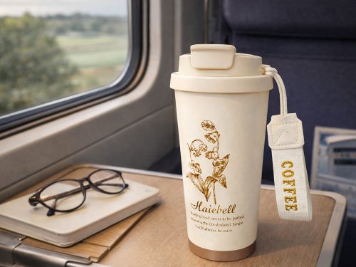 Thermal mug 530 ml szalmával és acél fogantyúval