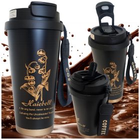 Thermal mug 530 ml szalmával és acél fogantyúval